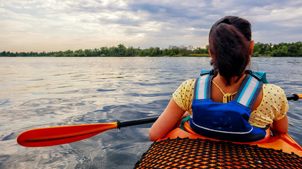 Kayak sails on a beautiful river
