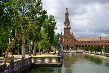 Seville, Spain - May 25, 2018: Plaza de España in Seville.