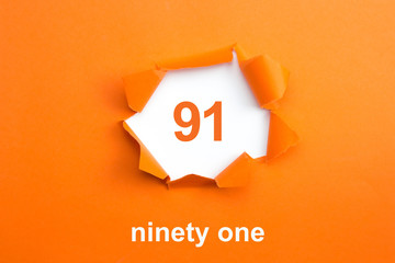 Number 91 - Number written text ninety one