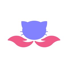 Cat care logo design template concept