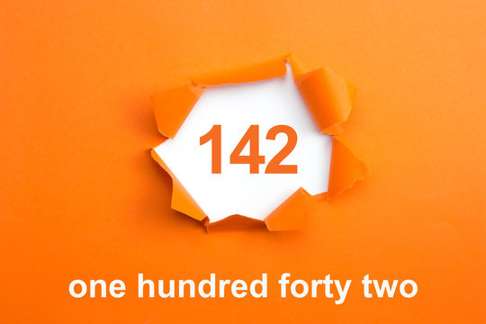 Number 142 - Number written text one hundred forty two