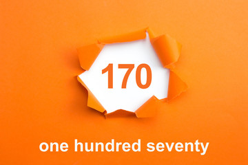 Number 170 - Number written text one hundred seventy
