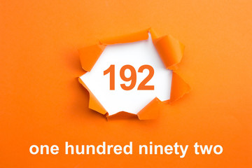 Number 192 - Number written text one hundred ninety two