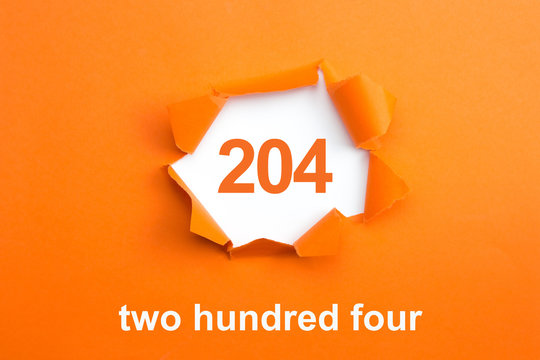 Number 204 - Number written text two hundred four