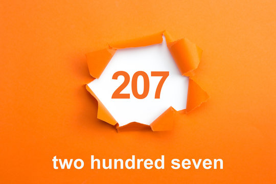 Number 207 - Number written text two hundred seven