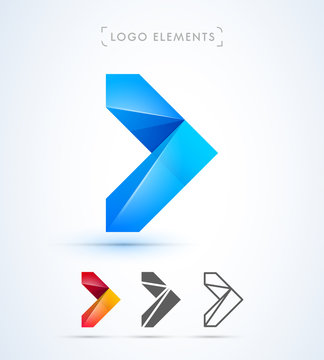 Vector abstract arrow logo template. Material design, flat, origami and line art style
