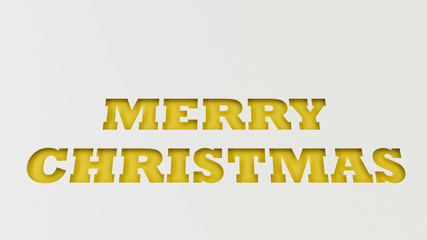 Yellow Merry Christmas words cut in white paper