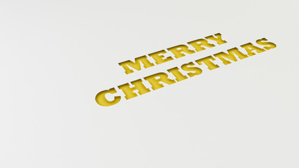 Yellow Merry Christmas words cut in white paper