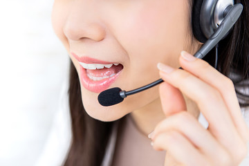 Young woman customer service call center staff