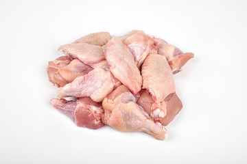 Raw chicken wings isolated on white background