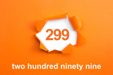 Number 299 - Number written text two hundred ninety nine