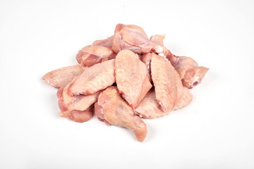 Raw chicken wings isolated on white background