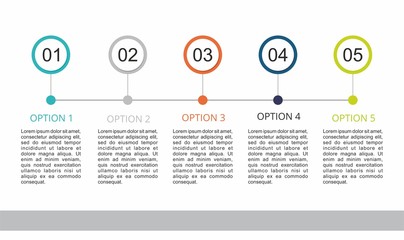 Infographic template with a five steps Business circle template	