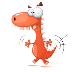 Funny, cute, crazy dinosaur illustration Vector eps 10