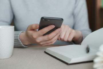 woman using the mobile phone