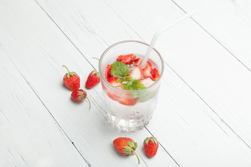 Strawberry and mint fruit detox aroma water.