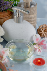 SPA accessories for massage in a composition on a light background