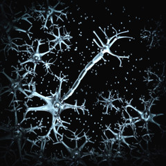 Nerve cells, myelin sheath. 3d illustration