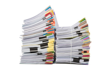 Stack of business document papers  isolated on white background