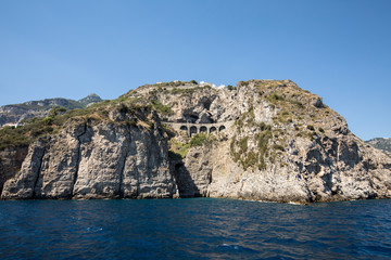 Scenic route from Sorrento to Salerno along the Amalfi Coast. Campania, Italy