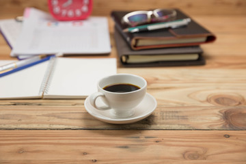 Business and finance concept of office working, Office desk in working day.