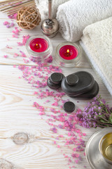 Obraz na płótnie Canvas SPA accessories for massage in a composition on a light background