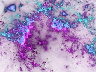 Purple fractal fireworks, digital artwork for creative graphic design