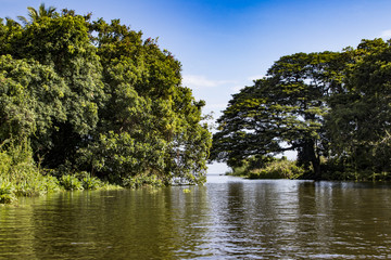 View of the Water of Lake Nicaragua Passing through Two of the Islands of the Isletas de Granada in Granada, Nicaragua