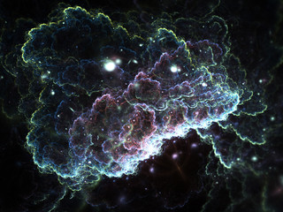 Abstract dark fractal cloud, digital artwork for creative graphic design