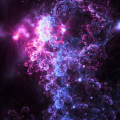 Abstract fractal clouds and galaxy, digital artwork for creative graphic design