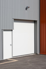 Modern silver grey business unit with white door