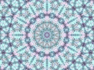 Pink fractal stained glass pattern, digital artwork for creative