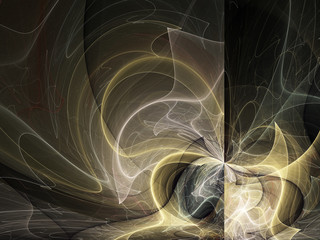 Golden abstract fractal lightning, digital artwork for creative graphic design