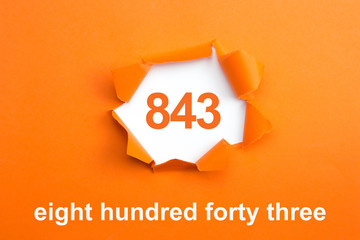 Number 843 - Number written text eight hundred forty three