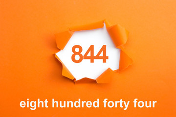 Number 844 - Number written text eight hundred forty four