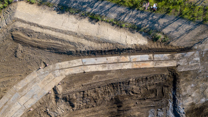 [空撮写真]上空からみる工事現場
