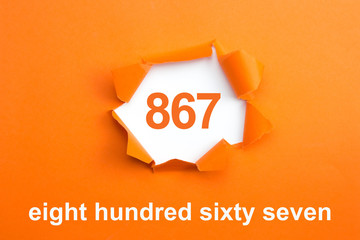 Number 867 - Number written text eight hundred sixty seven