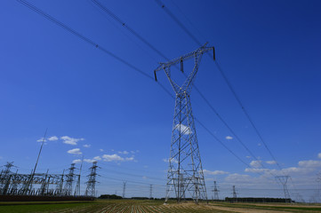 The power supply facilities of contour in the evening