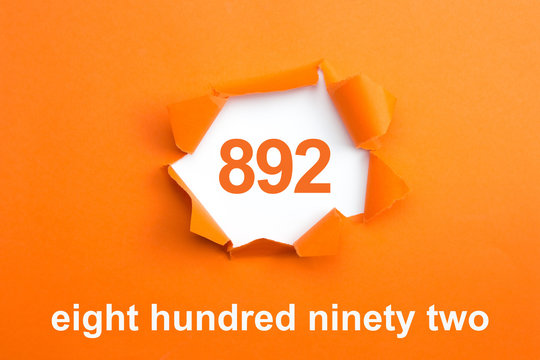 Number 892 - Number written text eight hundred ninety two