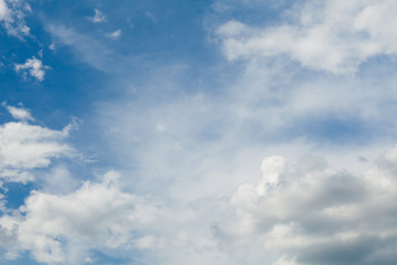 Fluffy pure clouds, blue sky wallpaper. Atmosphere background.