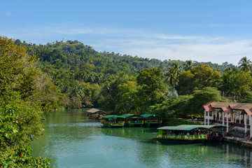 Fototapeta na wymiar Jungle river Loboc on Bohol island, Philippines