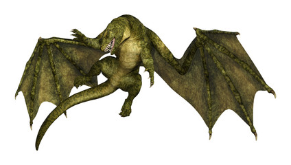 3D Rendering Fantasy Dragon on White