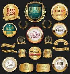 Fotobehang Golden retro labels badges frames and ribbons collection  © totallyout