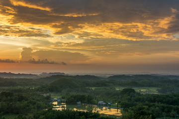 Bohol island. Sunset landscape of the Philippines. 