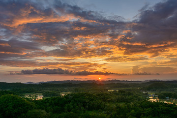 Sunset landscape of the Philippines. Bohol island