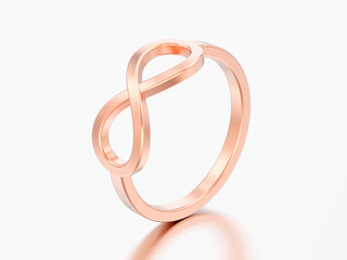 3D illustration rose gold simple infinity ring