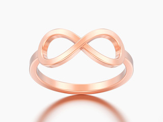 3D illustration rose gold simple infinity ring
