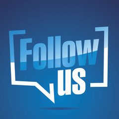 Follow us blue white sticker icon