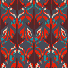 Ikat seamless pattern  as cloth, curtain, textile design, wallpaper, surface texture background