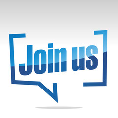 Join us white grey blue sticker icon